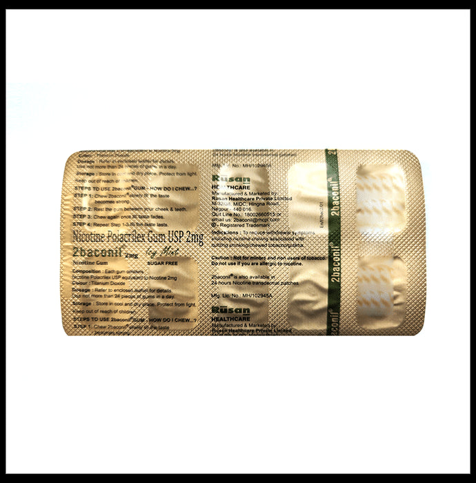 2baconil 2mg Nicotine Chewing Gum | Sugar-Free | Flavour Sugar Free Ice Mint Chewing Gums
box of 10 chewing gums