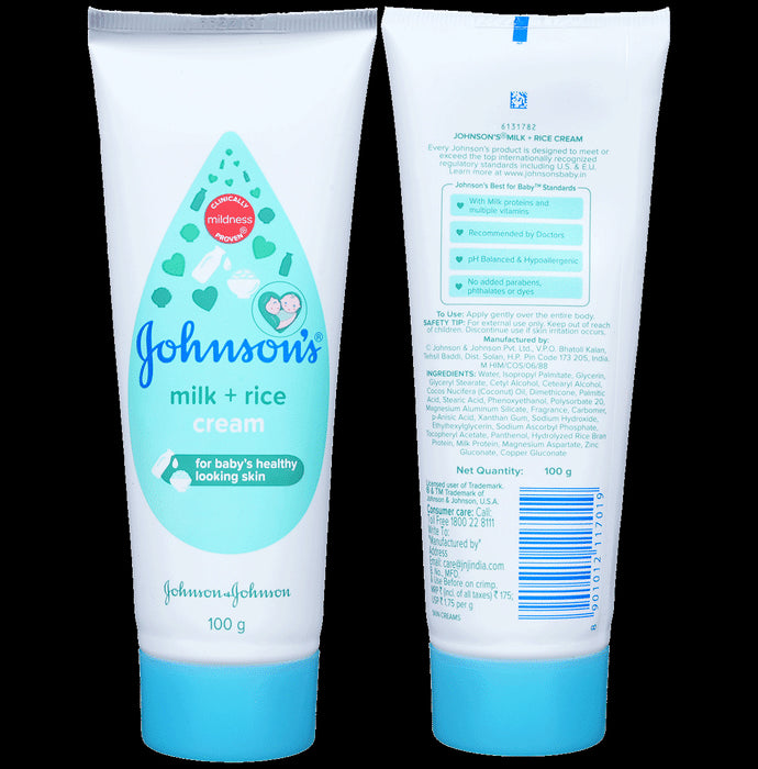 Johnson's Baby Milk + Rice Cream | For Baby's Healthy Skin
tube of 100 gm Cream