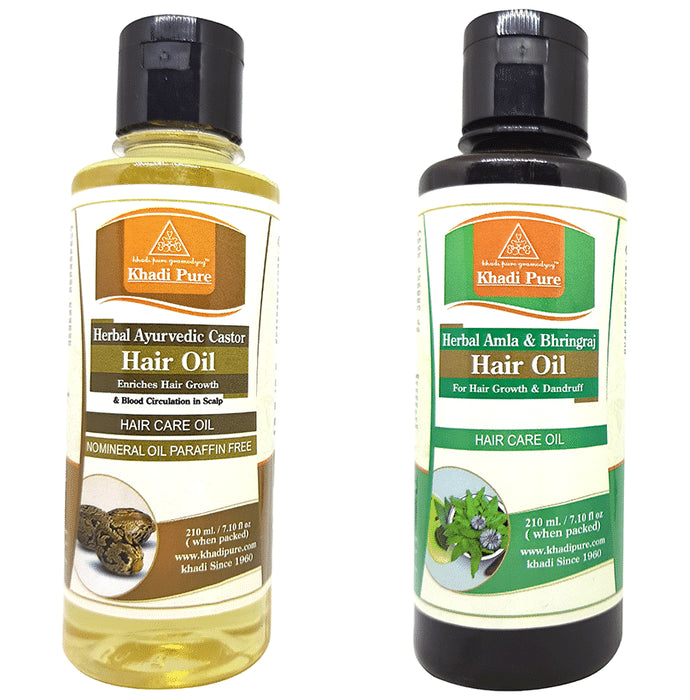 Khadi Pure Combo Pack of Herbal Amla & Bhringraj Hair Oil & Herbal Ayurvedic Castor Hair Oil (210ml Each)
combo pack of 2 bottles
