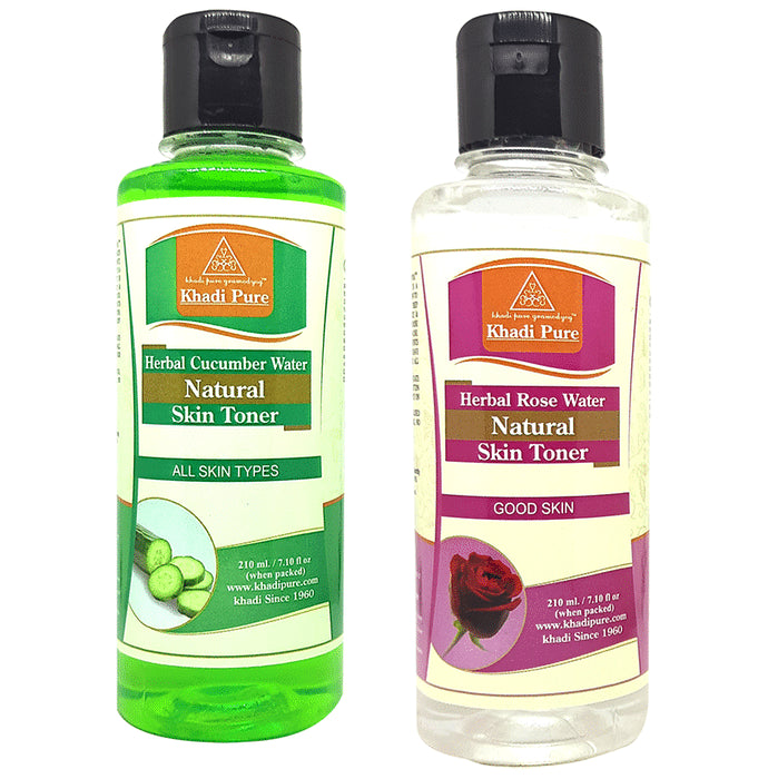 Khadi Pure Combo Pack of Herbal Cucumber Water Natural Skin Toner & Herbal Rose Water Natural Skin Toner (210ml Each)
combo pack of 2 bottles