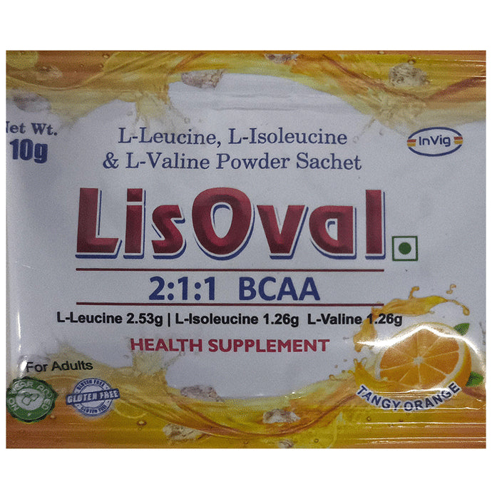 Lisoval 2:1:1 BCAA Powder Tangy Orange Gluten Free
sachet of 10 gm Powder