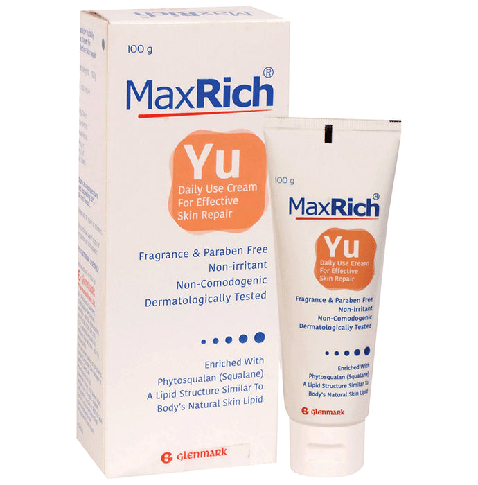 Maxrich Yu Daily Use Skin Repair Cream | Non-Comedogenic & Paraben-Free
tube of 100 gm Cream