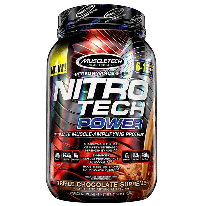 Muscletech Performance Series Nitro Tech Power Ultimate Muscle-Amplifying Protein Powder Triple Chocolate Supreme
jar of 2 lb Powder