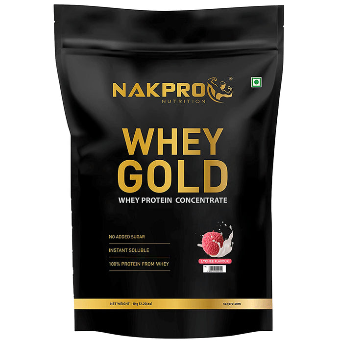 Nakpro Nutrition Whey Gold Whey Protein Concentrate Powder (1kg Each) Lychee
combo pack of 2 Packs