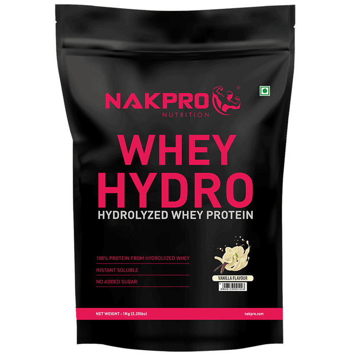 Nakpro Nutrition Whey Hydro Hydrolyzed Whey Protein Powder Vanilla
packet of 1 kg Powder