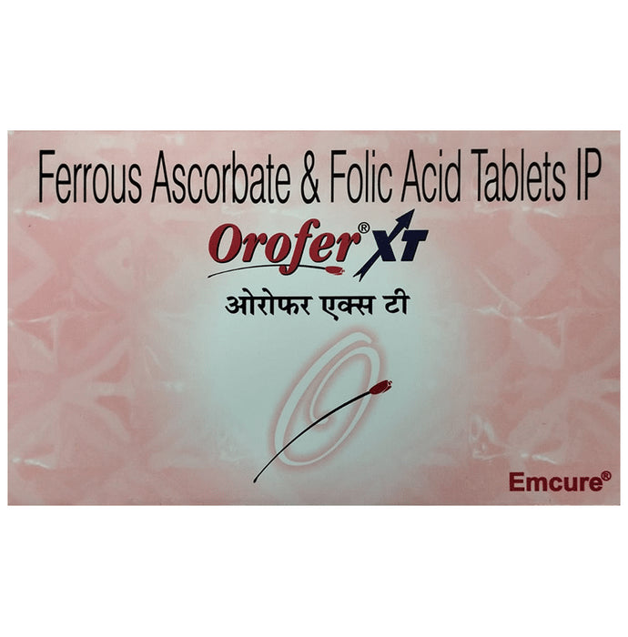 Orofer XT Tablet with Ferrous Ascorbate & Folic Acid | For Mineral Support
strip of 10 tablets