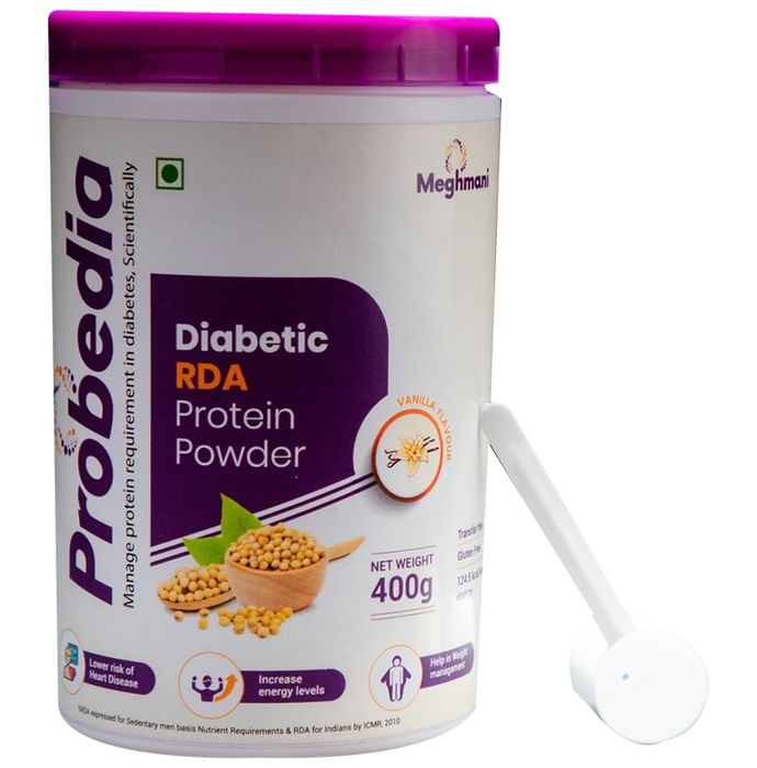 Probedia Diabetic RDA Protein for Heart Health, Energy & Weight Management | Flavour Powder Vanilla
jar of 400 gm Powder