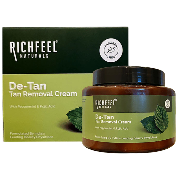 Richfeel De-tan Cream | Natural Skin Tan Removal with Honey, and Cucumber (100gm Each)
box of 1 Jar