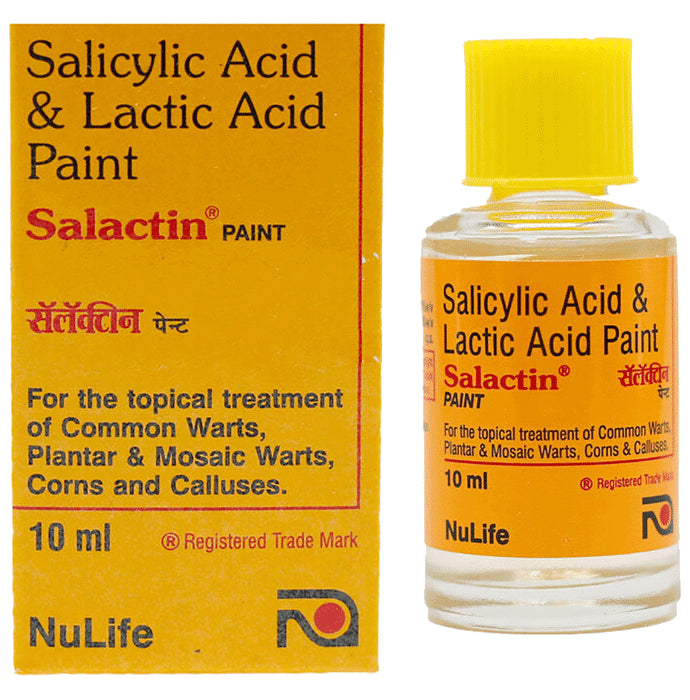 Salactin Salicylic & Lactic Acid Paint | For Common Warts, Corns, Calluses, Planter & Mosaic Warts
bottle of 10 ml Paint
