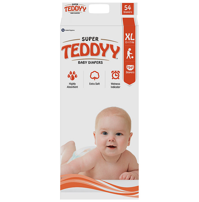 Teddyy Super Baby Diaper with Wetness Indicator | Size XL
packet of 54 diapers
