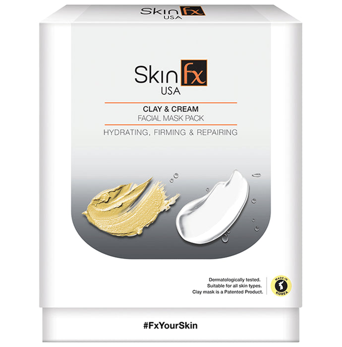 Skin Fx Clay & Cream Facial Mask Pack Hydrating, Firming & Repairing
box of 2 Face Masks