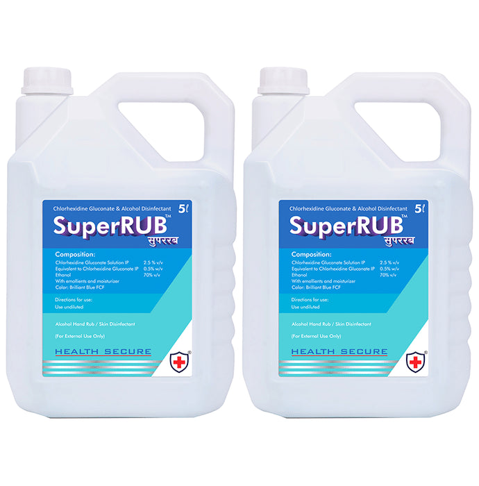 Super Rub Alcohol Hand Rub Sanitizer (5ltr Each)
combo pack of 2 Packs