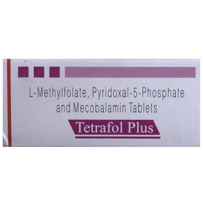 Tetrafol Plus L-Methylfolate, Pyridoxal-5-Phosphate & Mecobalamin Tablet
strip of 10 tablets