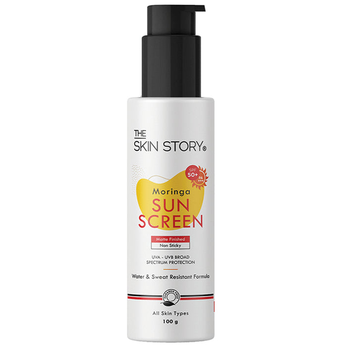 The Skin Story Moringa Face Sunscreen SPF 50+ PA+++ UVA UVB Protection, Water & Sweat Resistant & Non-Sticky
tube of 100 gm Cream