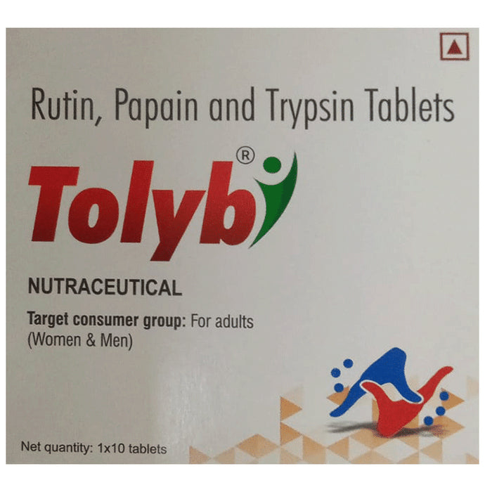 Tolyb Tablet with Rutin, Papain & Trypsin
strip of 10 tablets