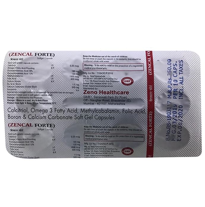 Zencal Forte Soft Gelatin Capsule
strip of 10 soft gelatin capsules
