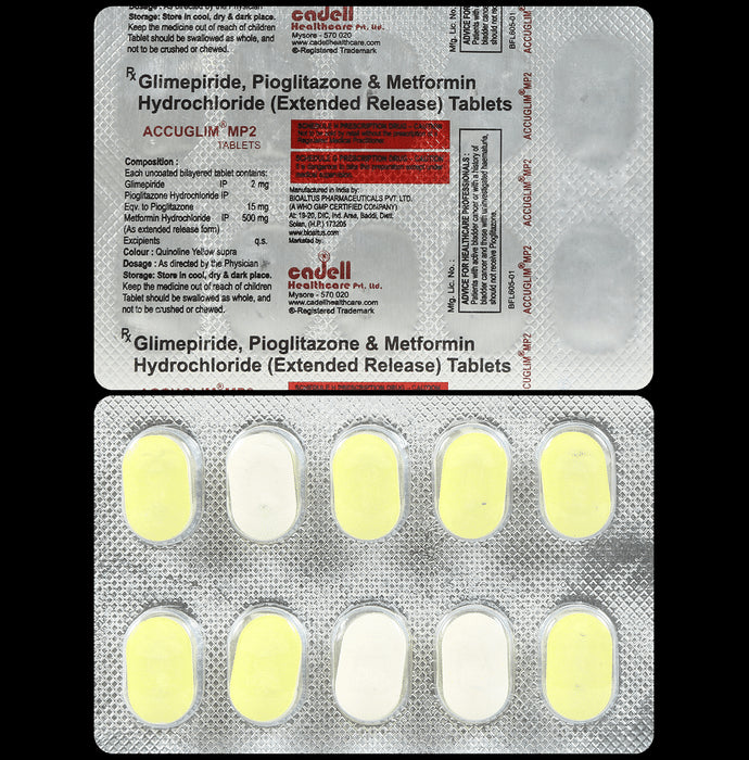 Accuglim MP 2mg/500mg/15mg Tablet
10 Tablet