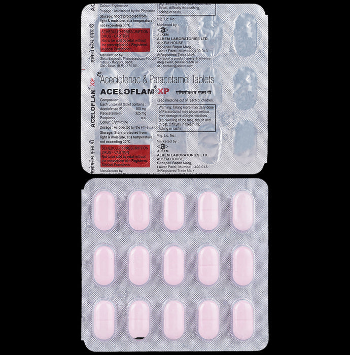 Aceloflam XP 100 mg/325 mg Tablet
15 Tablet