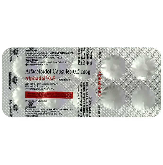 Alphadol 0.5mcg Soft Gelatin Capsule
10 Soft Gelatin Capsule