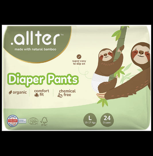 .allter Organic Bamboo Chemical Free Diaper Pant Large
packet of 24 diapers
