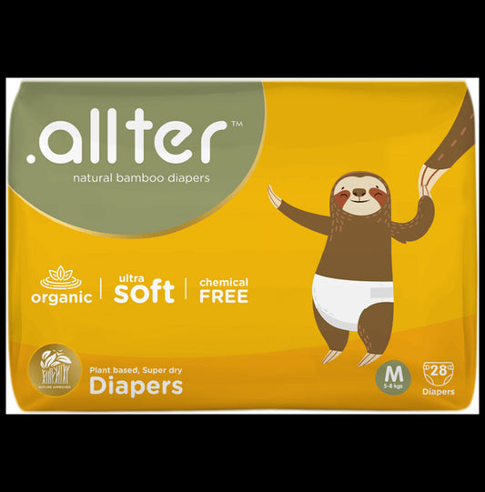 .allter Organic Natural Bamboo Ultra Soft Chemical Free Taped Diaper Medium
packet of 28 diapers