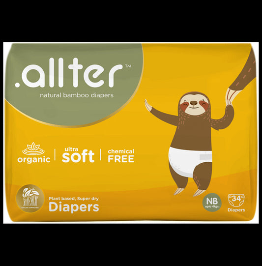 .allter Organic Natural Bamboo Ultra Soft Chemical Free Taped Diaper NB
packet of 34 diapers