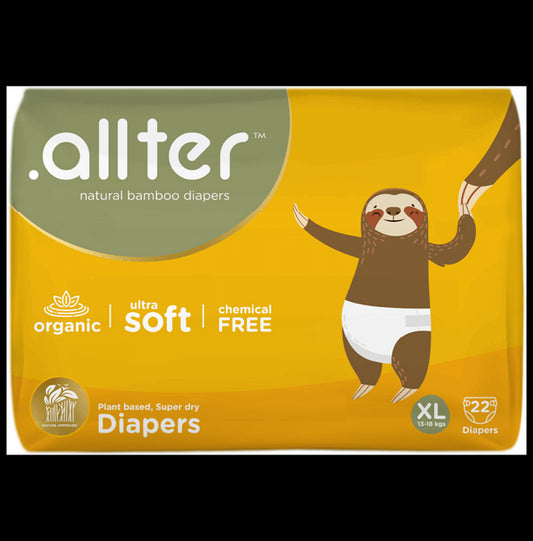 .allter Organic Natural Bamboo Ultra Soft Chemical Free Taped Diaper XL
packet of 22 diapers