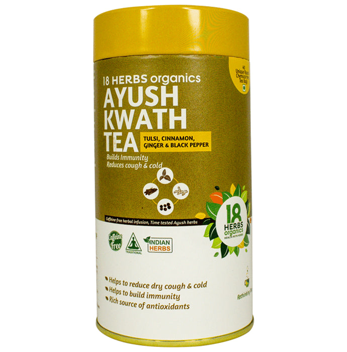18 Herbs Organics Ayush Kwath Tea Bag (1.5gm Each)
Tin of 40 tea bags