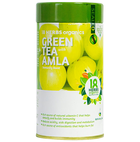 18 Herbs Organics Green Tea Bag (1.25gm Each) with Amla
Tin of 40 tea bags