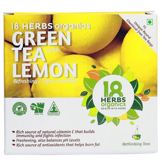 18 Herbs Organics Green Tea Bag (1.25gm Each) with Lemon
box of 15 tea bags
