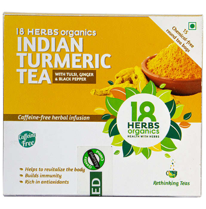 18 Herbs Organics Indian Turmeric Tea Bag (1.5gm Each)
box of 15 tea bags