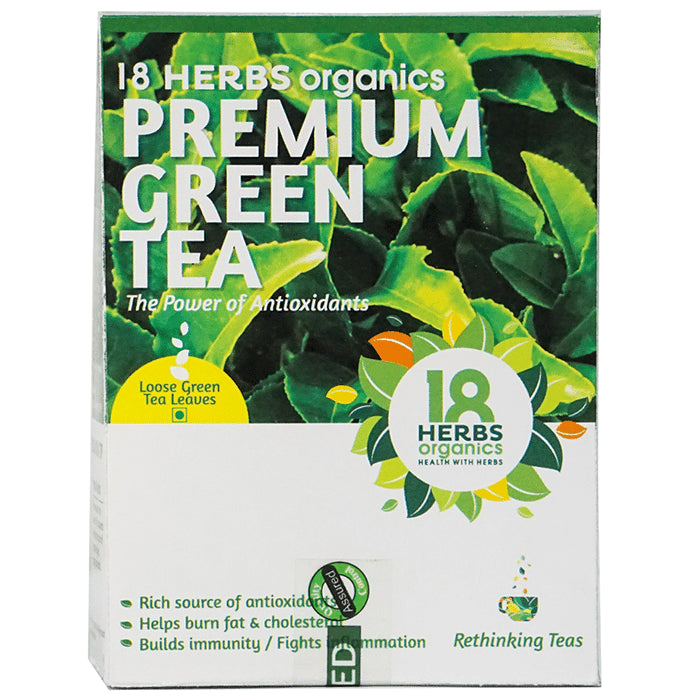 18 Herbs Organics Premium Green Tea Loose Green Tea Leaves
box of 40 gm Leaves