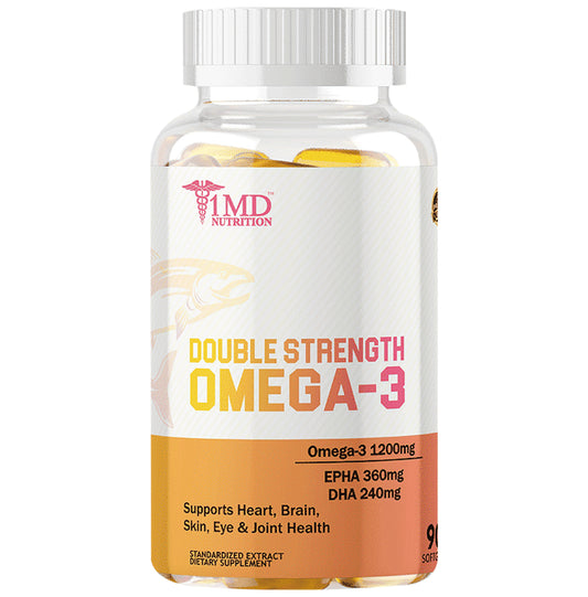 1MD Nutrition Double Strength Omega 3 Softgel
bottle of 90 soft gelatin capsules