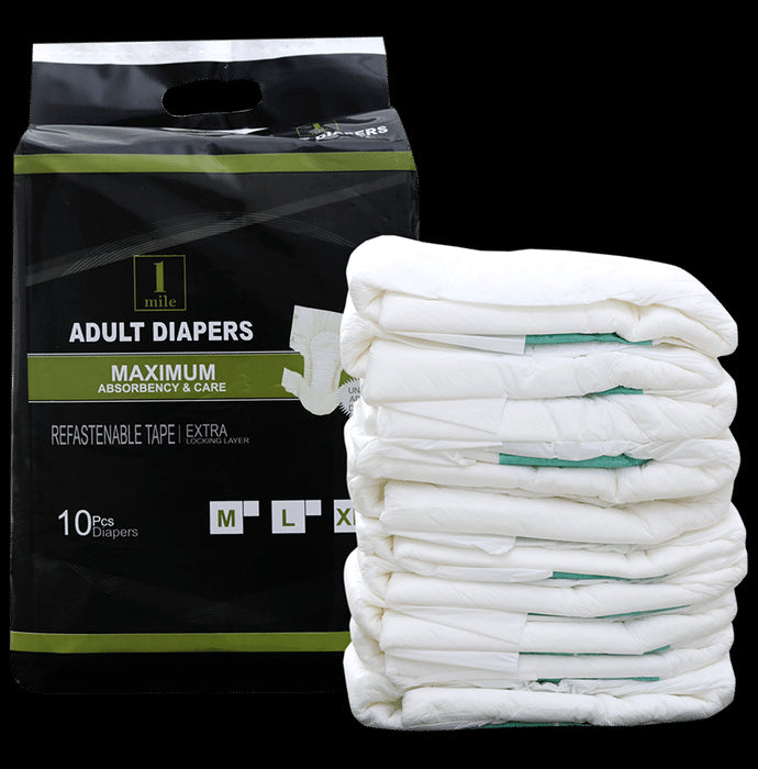 1Mile Adult Diaper Medium
packet of 10 diapers