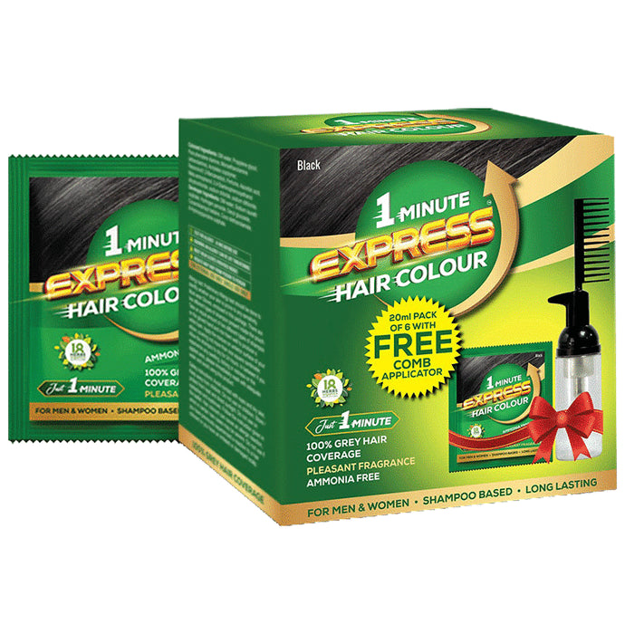 1Minute Express Hair Colour (20ml Each)
box of 6 Sachets