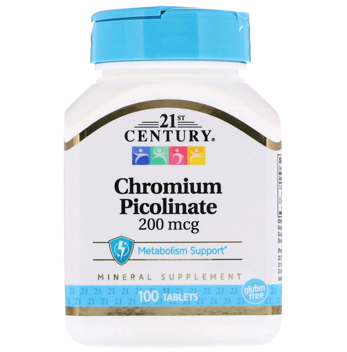 21st Century Chromium Picolinate 200mcg Tablet
bottle of 100 tablets