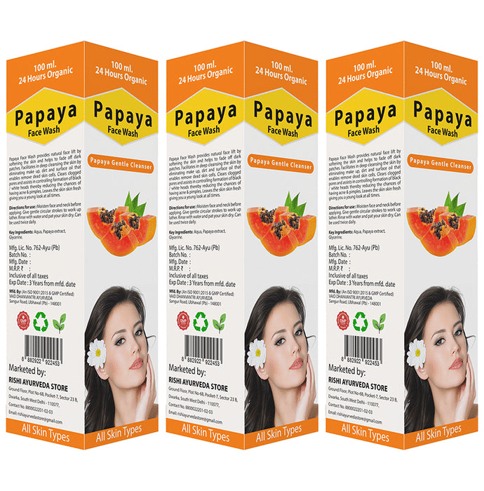 24 Hours Organic Papaya Face Wash (100ml Each)
combo pack of 3 Packs
