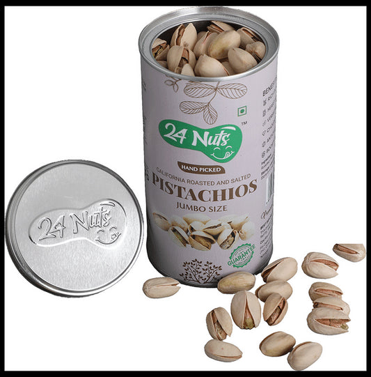 24 Nuts Hand Picked California Roasted & Salted Pistachios
Tin of 250 gm Dry Fruits