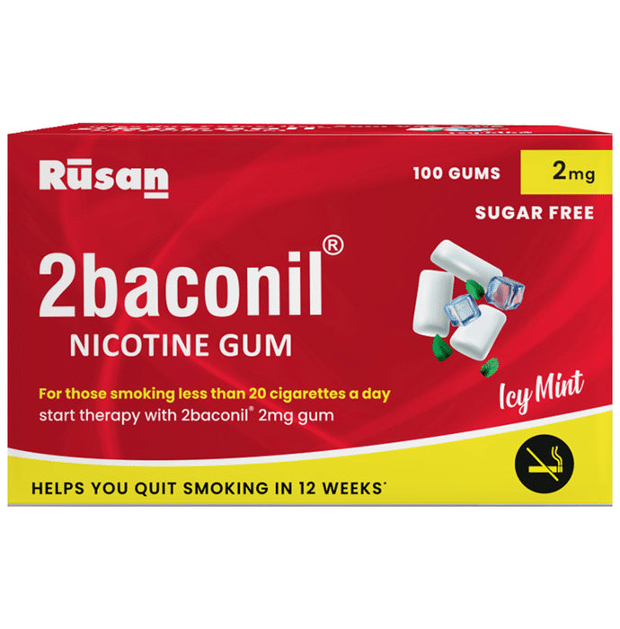 2baconil 2mg Nicotine Chewing Gum | Sugar-Free | Flavour Icy Mint
box of 100 chewing gums