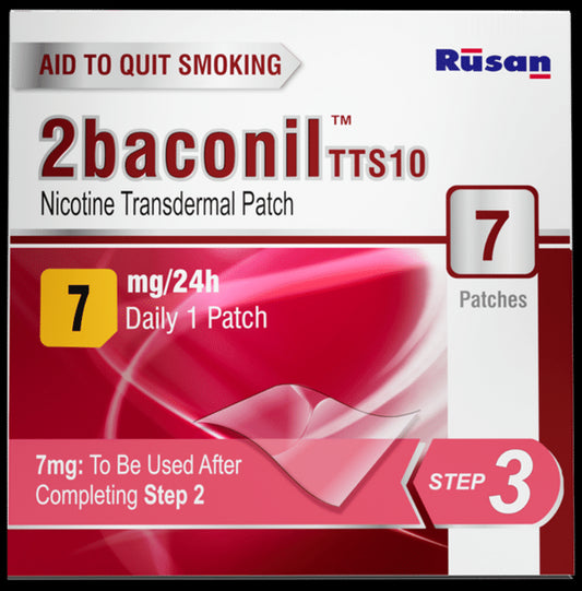2baconil 7mg Nicotine Patch Step 3
box of 7 transdermal patches