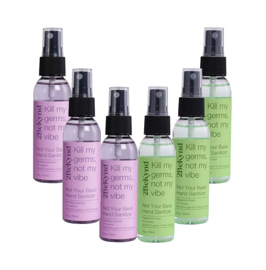 2Bekynd Hand Sanitizer (59ml Each) 3 Peppermint Fresh & 3 Soothing Lavender
combo pack of 6 bottles