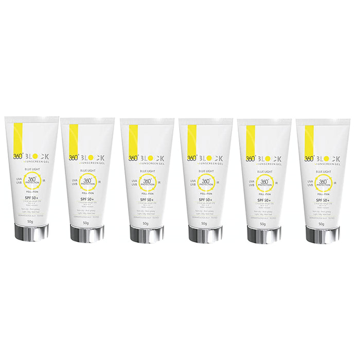 360° Block Sunscreen Gel (50gm Each) SPF 50+
combo pack of 6 Tubes