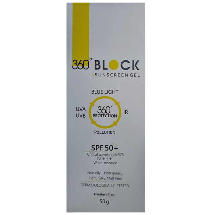360° Block Sunscreen Gel SPF 50+ PA+++ | 360° UVA/UVB & IR Protection
tube of 50 gm Gel