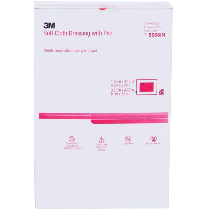 3M Soft Cloth Dressing with Pad 8666A
packet of 25 pad for dressing