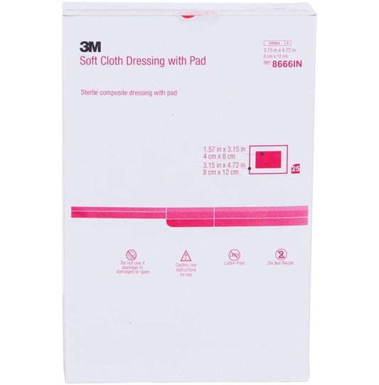3M Soft Cloth Dressing with Pad 8666A
packet of 25 pad for dressing