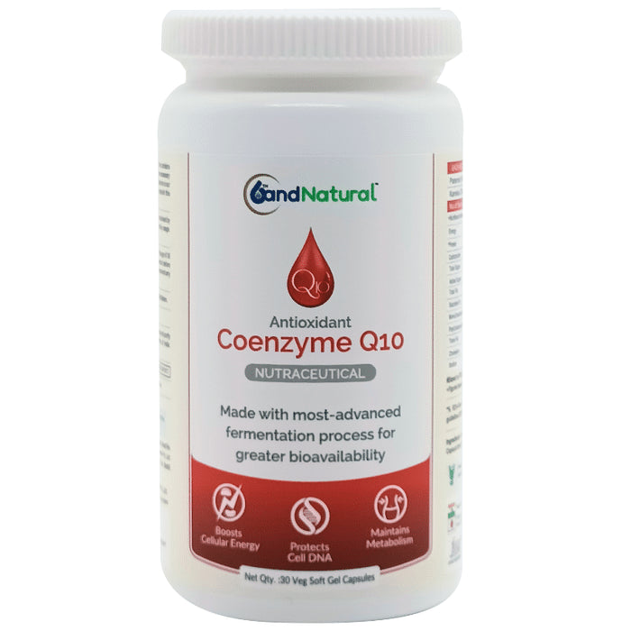 6th and Natural Coenzyme Q10 Veg Softgel Capsule
bottle of 30 soft gelatin capsules