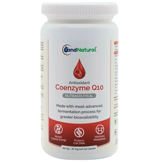 6th and Natural Coenzyme Q10 Veg Softgel Capsule
bottle of 30 soft gelatin capsules