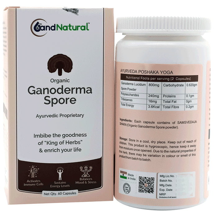 6th and Natural Organic Ganoderma Spore Capsule
bottle of 60 capsules