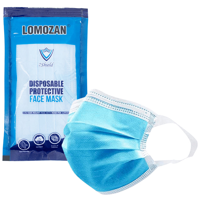 7 Shield 3 Ply Disposable Protective Face Mask with Soft Fabric Ear Loop Blue
packet of 10 masks