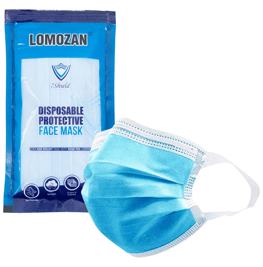 7 Shield 3 Ply Disposable Protective Face Mask with Soft Fabric Ear Loop Blue
packet of 10 masks